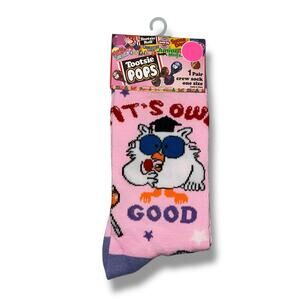 Tootsie Pops Unisex Candy Sucker Theme Novelty Crew Socks 80s 90s Retro Pink
